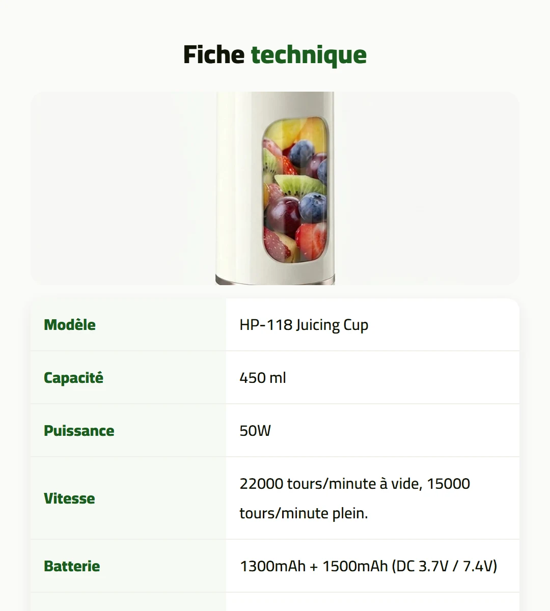 Mixeur portable sans fil