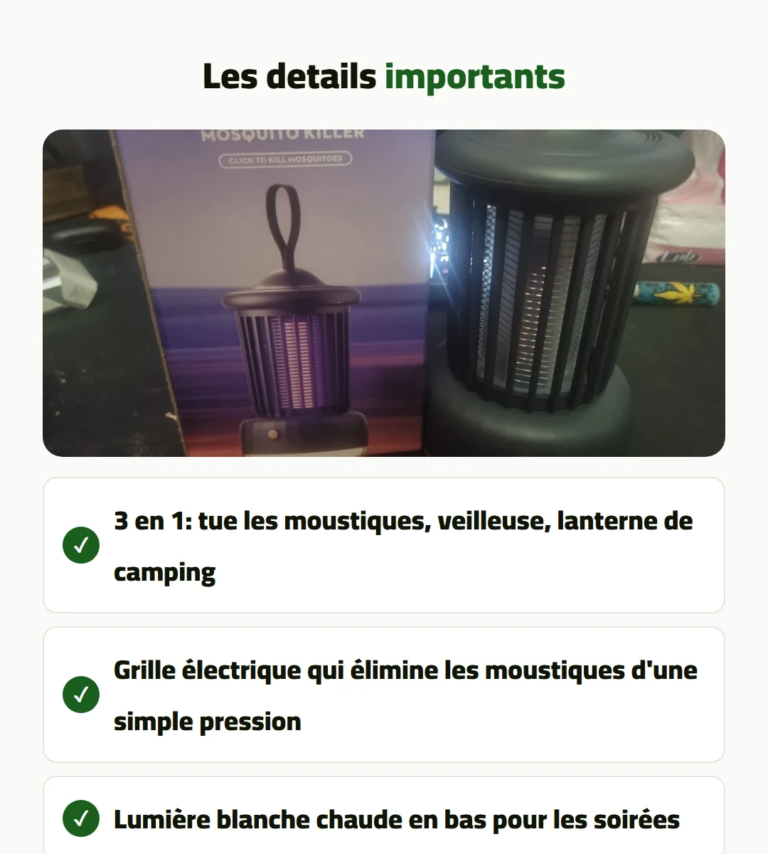 Lampe anti-moustiques 3 en 1