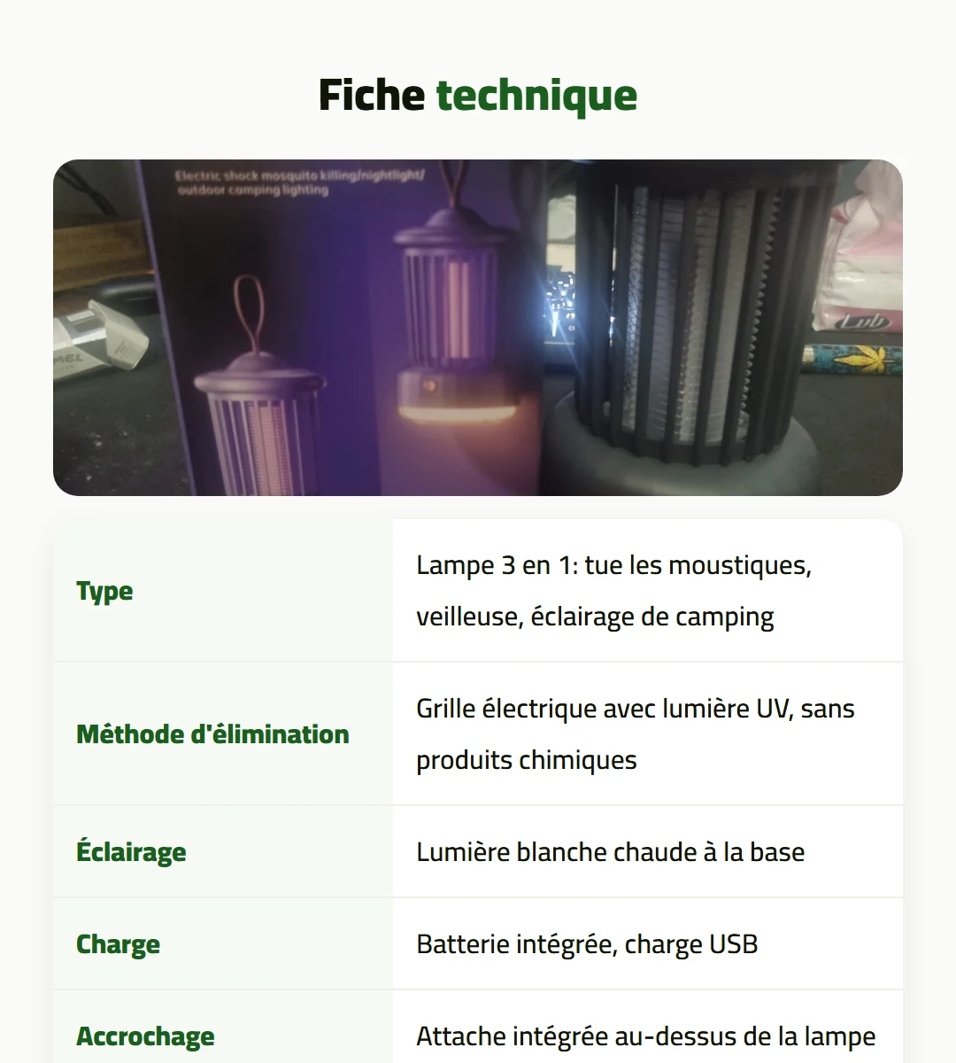 Lampe anti-moustiques 3 en 1